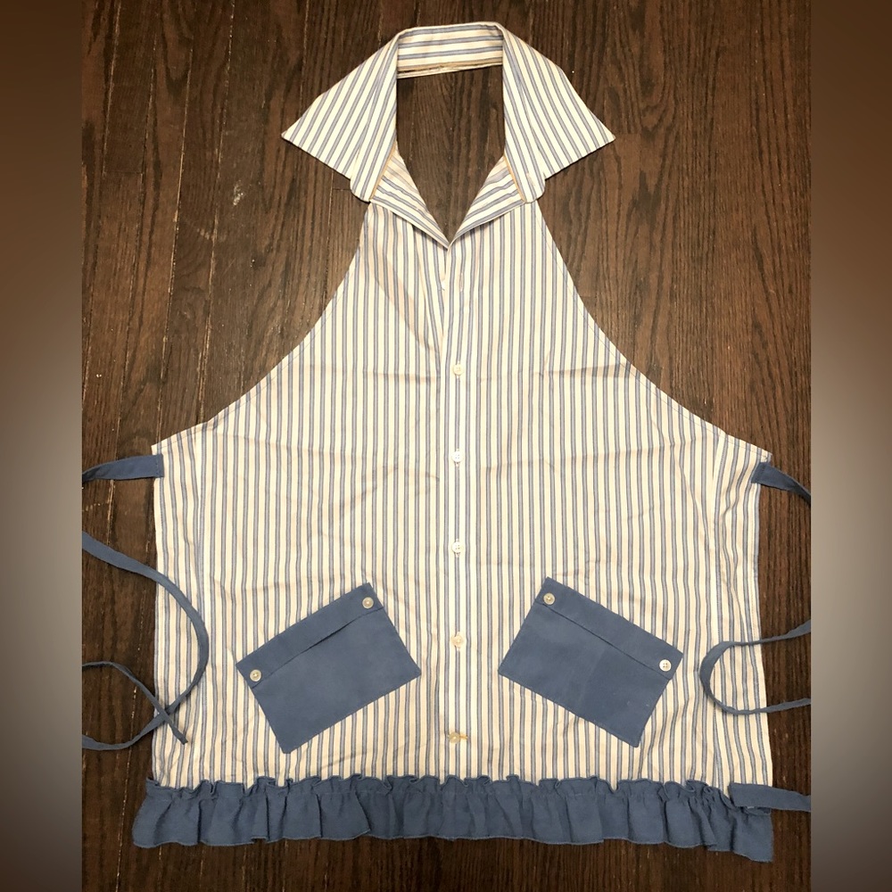 Dress shirt apron- blue ruffle